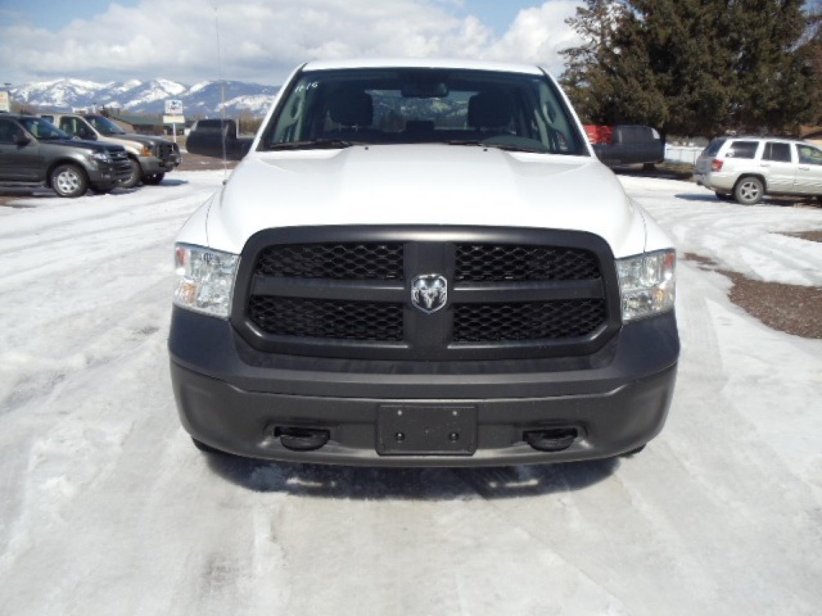 2016 White /Gray RAM 1500 Tradesman Quad Cab 4WD (1C6RR7FG7GS) with an 3.6L V6 DOHC 24V FFV engine, 6A transmission, located at 5465 Highway 2 W., Columbia Falls, MT, 59912, (406) 892-4407, 48.352188, -114.240929 - Photo #1